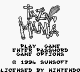 Taz-Mania title screen for GameBoy
